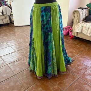 Soft Surroundings Green and Blue Maxi Skirt
